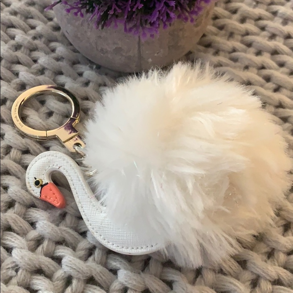 Swan Kate Spade Poof Bag Key Chain